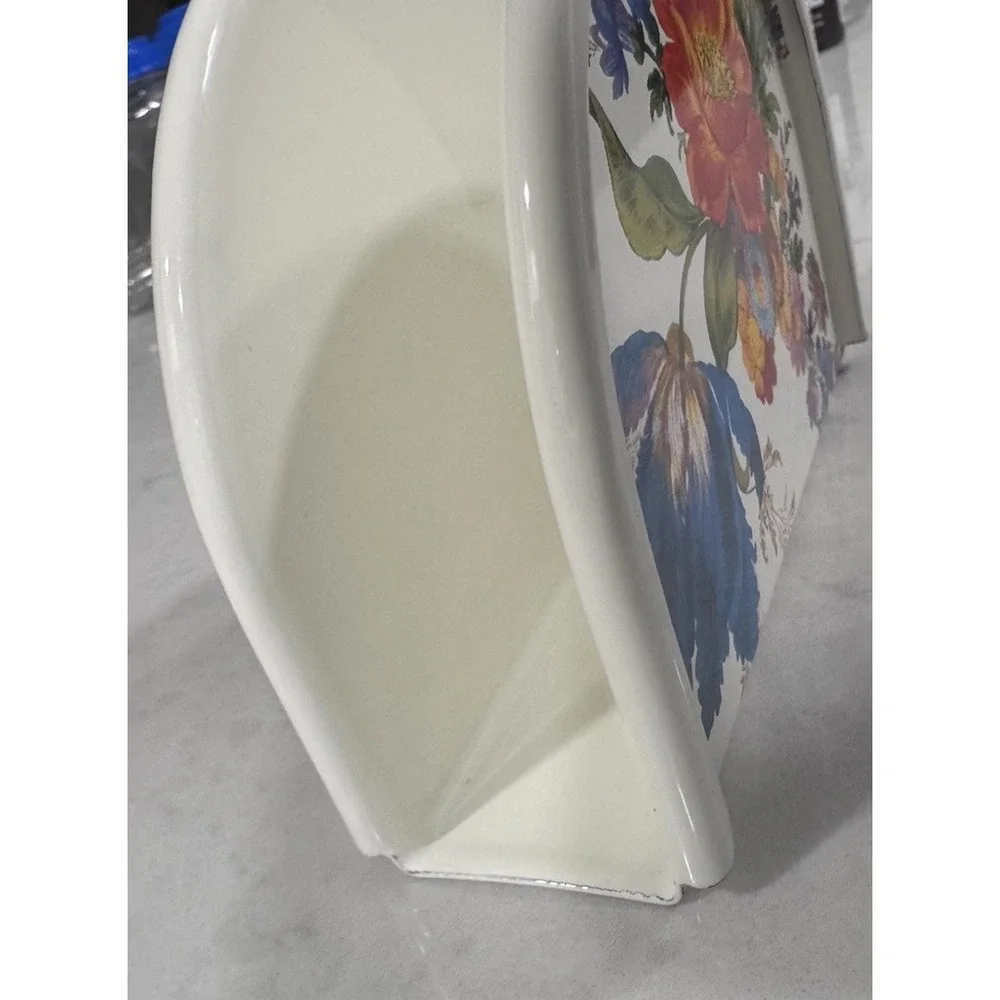 Mackenzie Childs Lapis Flower Market Enamel Napkin Holder